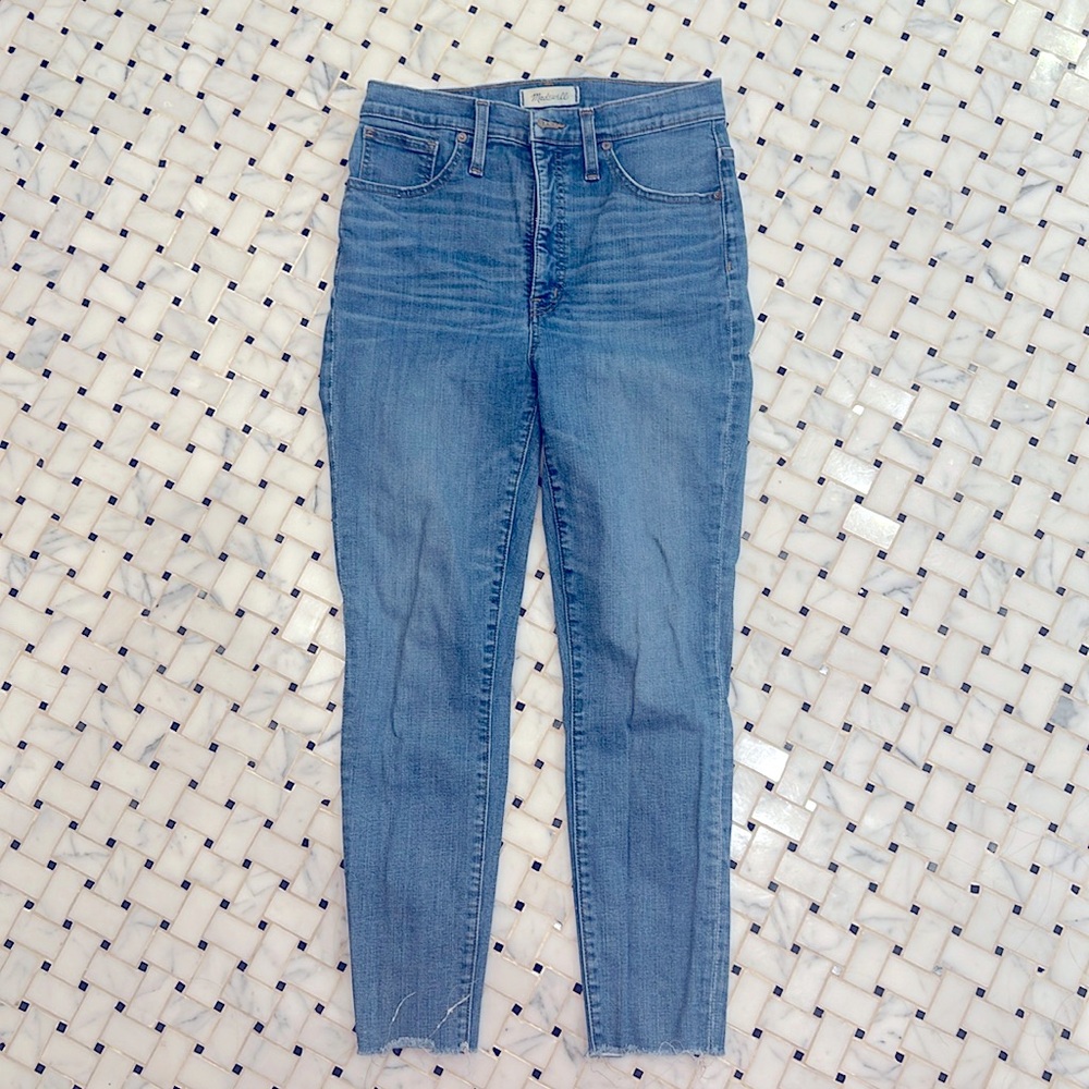 Madewell skinny jeans with raw hem size 28